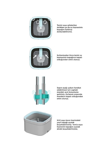 Torima Tmp-02 Temiz Kirli Suyu Ayıran Otomatik Temizlik Seti 3 + Extra Mop Bezli Paspas