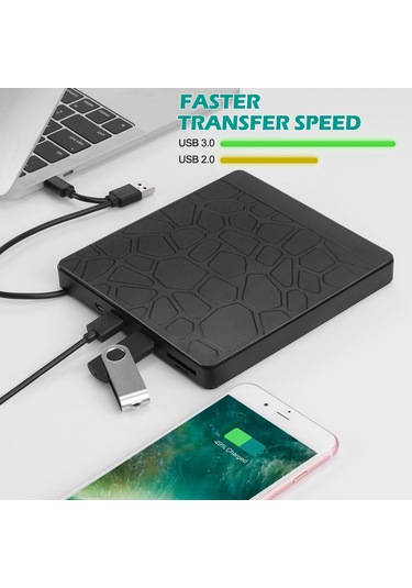 Sones Çok İşlevli Harici Dvd Sürücüsü Usb3.0 Cd Dvd +/-rw Yazıcı Ve Sd Yuvası