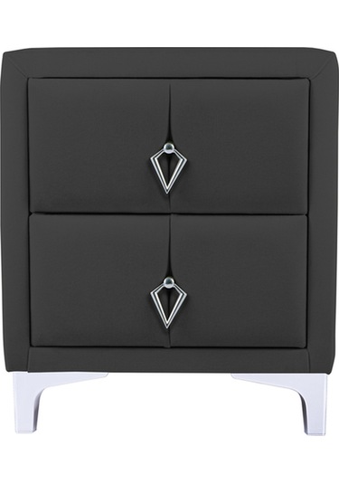 Harmony Silver Iki Çekmeceli Komodin- Yatak Odası Kumaş Döşemeli 2 Kapaklı Komodin Modeli Antrasit