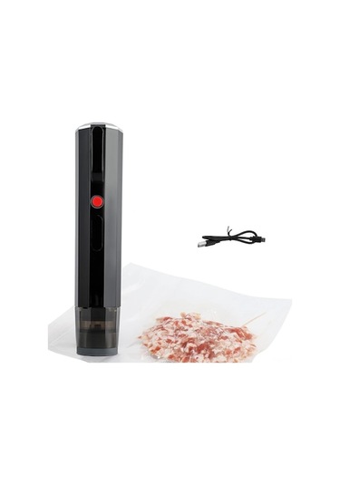 El Tipi Elektrikli Vakum Makinesi - 1200mah Pil, 55-65kpa Vakum Seviyesi, Usb Şarj, Tek Tuşlu Kontrol, Abs Kasa + Silikon Ağız Siyah Siyah