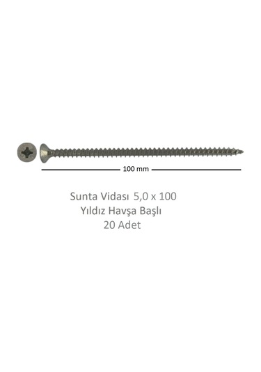 Adilon Sunta Vidası, 5,0 X 100 Mm, 20 Adet, Yhb Vida 5 x 100