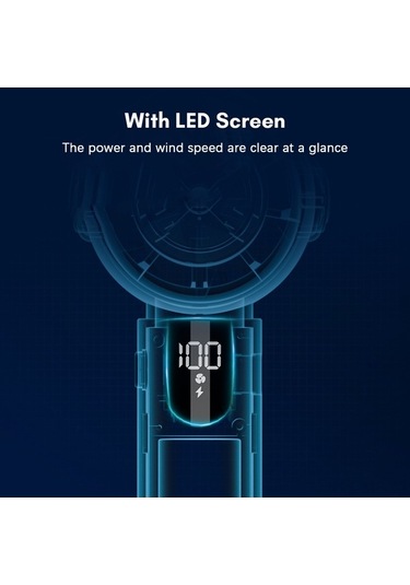 Didadodo Taşınabilir Şarjlı Mini Fan - 5 Hızlı, Sessiz, Yeni Led Ekranlı, Ev/ofis/seyahat İçin Siyah Siyah