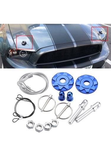 Sones Xh-6041 Araba Evrensel Modifiye Alüminyum Alaşımlı Motor Kaputu Kilit Kapağı Mavi