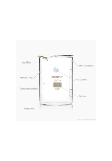 Cam Beher %100 Borosilikat 3.3 Borosil Yüksek Kaliteli 1000 ML