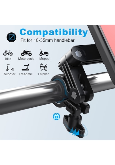 Hl-159 Su Geçirmez Motosiklet Dikiz Aynası 47-68 Inç Telefonlar Için Telefon Montaj Tutacağı Rotasyonu - Tamamı Siyah