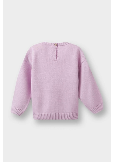 Defacto Kız Bebek Bisiklet Yaka Kalp Desenli Kazak C8089a525aupr251 Mor