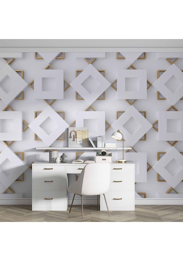 3 Boyutlu Geometrik Şekilli Duvar Kağıdı Baskı