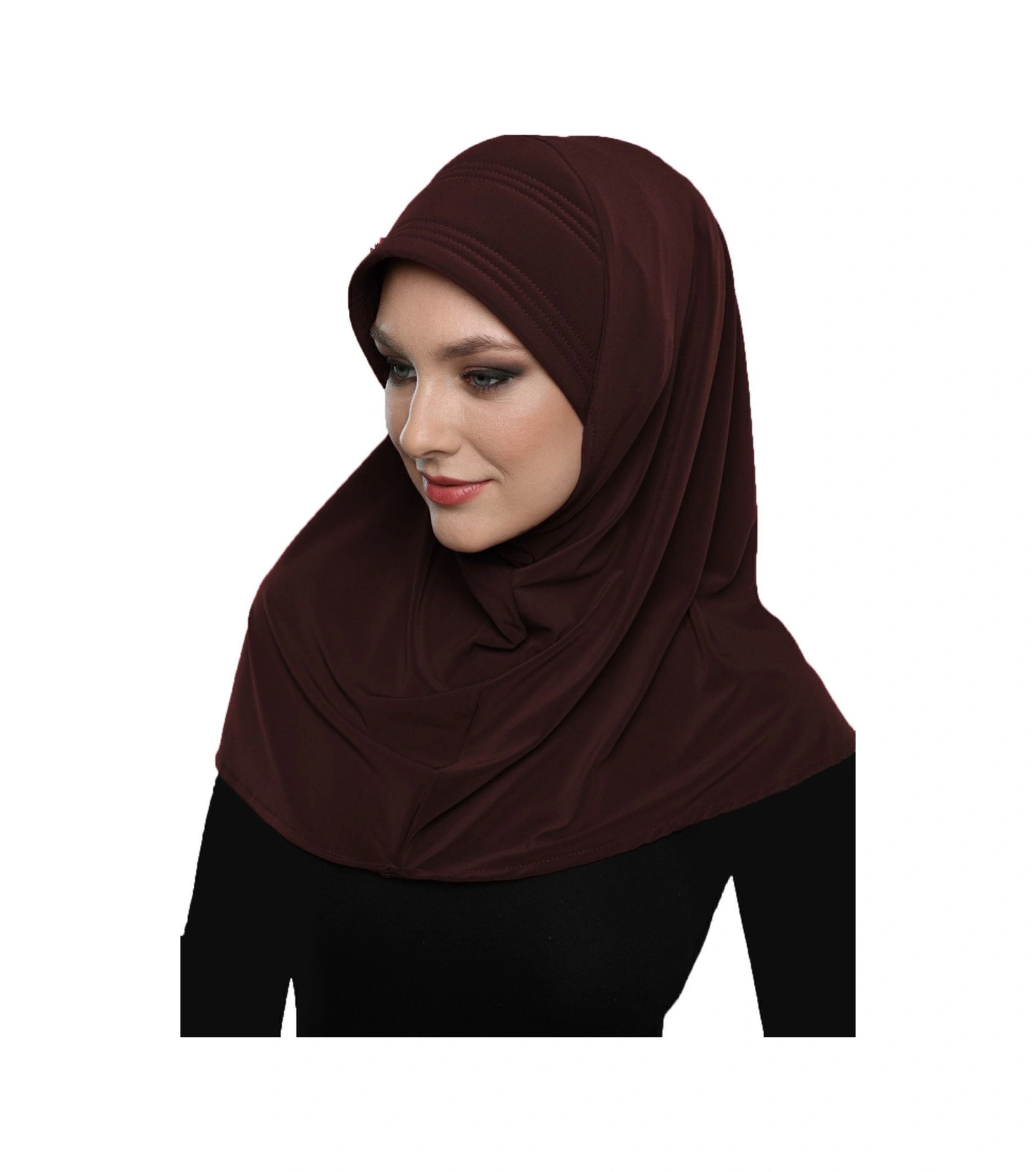 Takmatik Taşlı El Işi Boncuk Işlemeli Kahve Hazır Türban Tesettür Bone Namaz Örtüsü Kahve