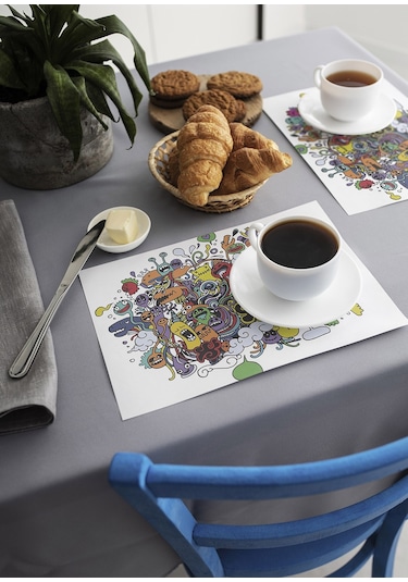 Dekoratif Baskılı Keçe Amerikan Servisi, Supla 2'Li Servis Takım  -414 Çok Renkli