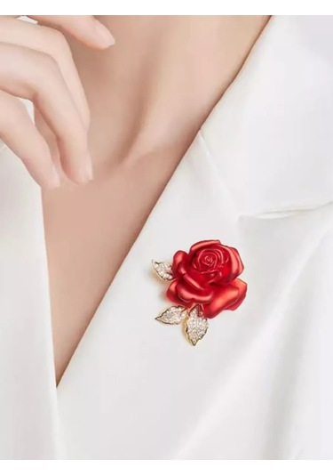 Beautiful Detail Broş Çiçek Gül 214132354 Kırmızı