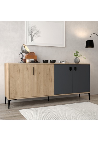 4001 Neva Konsol 180 Cm Sepet - Antrasit Tv Ünitesi - Yemek Odası - Kahve Köşesi Antrasit - Sepet Çok Renkli