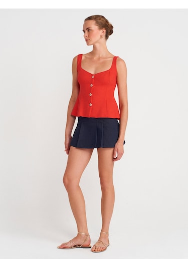 Dilvin 31987 Peplum Etekli Yelek-kırmızı Kırmızı