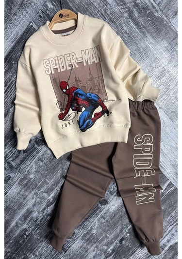 Örümcek Adam Kahverengi Renk Erkek Çocuk Eşofman Takım Kahverengi