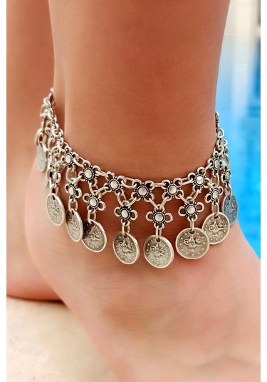 Antik Gümüş Kaplama Çift Sıra Boncuk & Tuğra Şekilli El Yapımı Ka