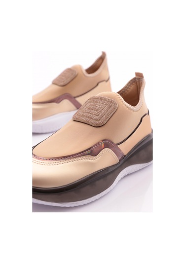 Dgn 2067 Kadin Üstü Taş Süslemeli Spor Ayakkabi 2067-2026-R0152 Bej