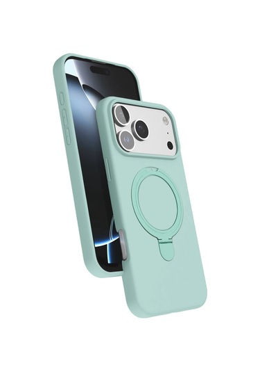 Özel Apple I Phone 17 Pro Regal Magsafe Standlı Kapak - Su Yeşili Fırsat