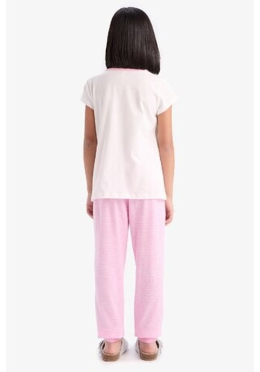 DeFacto Kız Çocuk Pijama Takımı Baskılı Kısa Kollu Üst Beli Lastikli Uzun Alt E2220A825SMER85 Ekru DeFacto Kız Çocuk Pijama Takımı Baskılı Kısa Kollu Üst Beli Lastikli Uzun Alt E2220A825SMER85 Ekru
