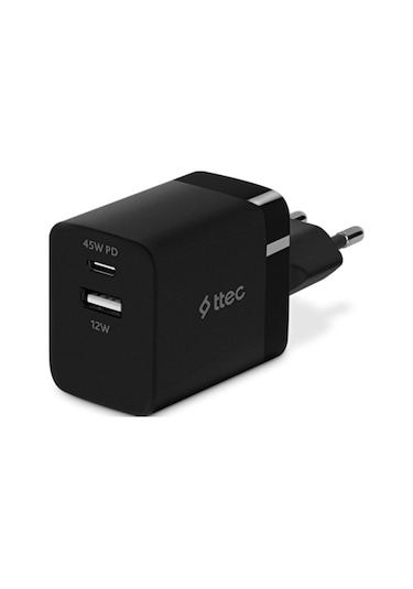 Ttec 2scp02s Smartcharger Duo Pd 45w Usb-c+usb-a Siyah Seyahat Hizli Şarj Aleti