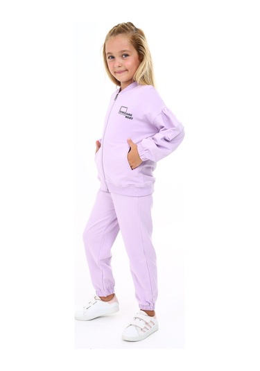 Toontoy Kız Çocuk You Are Best Yazılı Baskılı Eşofman Takım Lila