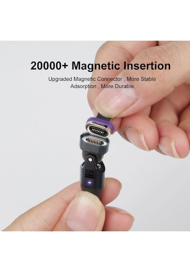 Uslıon Us0203 1.8m Type-c - İp - Type-c - Mikro Dönebilen Konnektör Manyetik Şarj Kablosu 240w Veri Kablosu