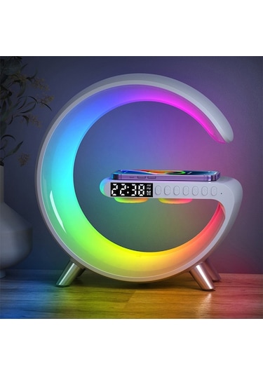Ally 15W Kablosuz Şarj Standlı Bluetooth hoparlör RGB Gece Lamba Çok Renkli