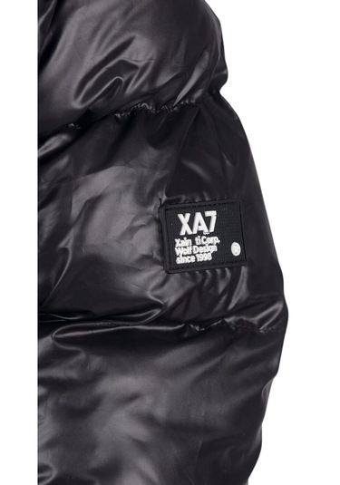 Erkek Çocuk Önü Çift Kapak Cepli Kapüşonu Çıkabilen İçi Peluş Astarlı Siyah Renk Mont Siyah