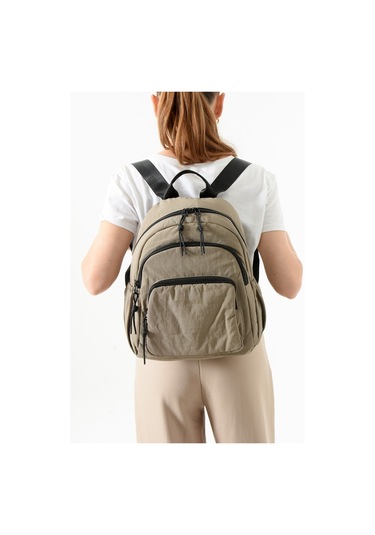 Paul Brand Kadın 3 Bölmeli Haif & Geniş Hacimli Suya Dayanıklı Klinkır Kumaş Günlük Sırt Çantası Mat1109 Kahve