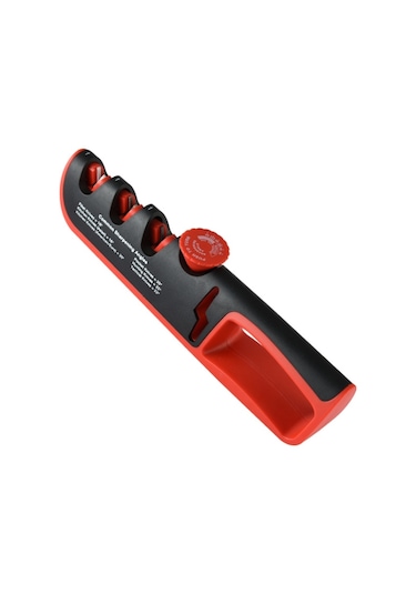 4- Bir Arada Ayarlanabilir Manuel Bıçak Bileyici Siyah-Kırmızı