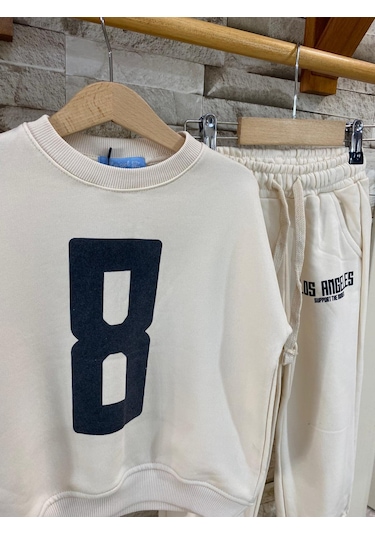 Lacıel Parıs Los Angeles Çocuk Eşofman Takım Ekru