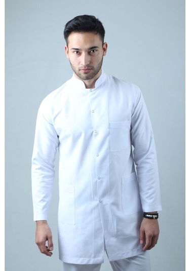 Erkek Hakim Yaka Beyaz Doktor Önlük, Uzun Kol, Kısa Boy Hemşire, Eczacı, Öğretmen, Laborant Önlüğü