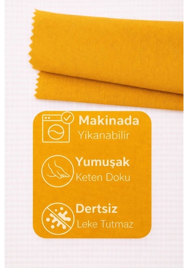 Perdeyap1980 Hardal Ada Fon Perde Tek Kanat 1/3 Sık Pile Hardal
