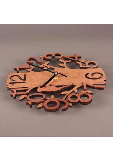 Yaleker Ahşap Ağaç Desenli Sessiz Duvar Saati - Ofis, Mutfak, Yatak Odası İçin Dekoratif, Keskin Okuma, 28.5cm, Sessiz Hareket Çok Renki