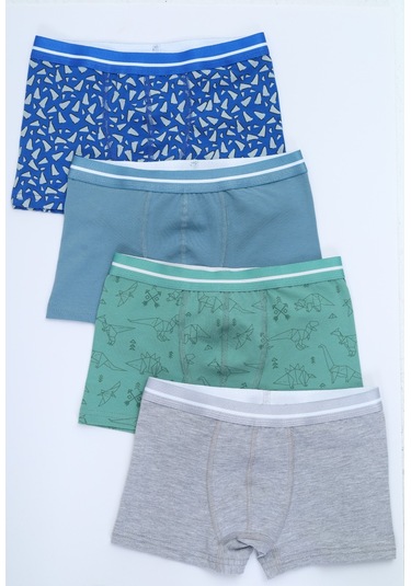 Toontoy Erkek Çocuk Garni Dikişli 4lü Paket Boxer Çok Renkli
