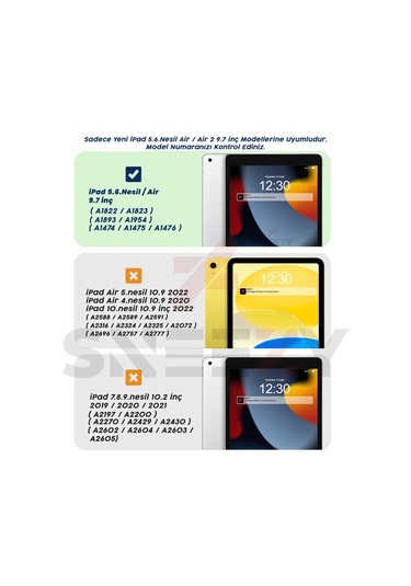 İpad 9.7 İnç 5.6. Nesil / Air Tam Uyumlu Glow Desenli Standlı Ask