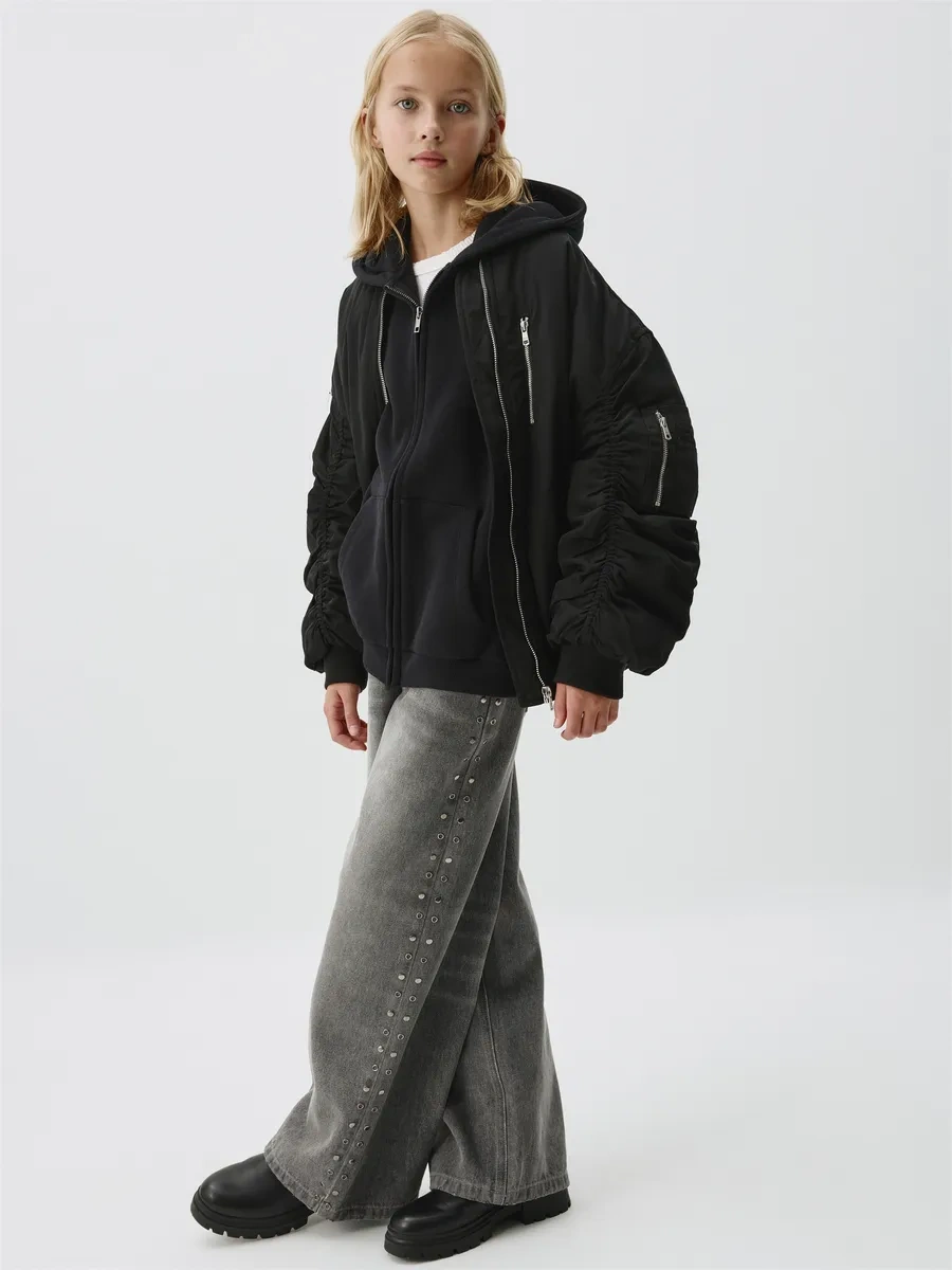 Sela Oversize Demi-sezon Overlapped Bomber Ceket 307403630 Siyah