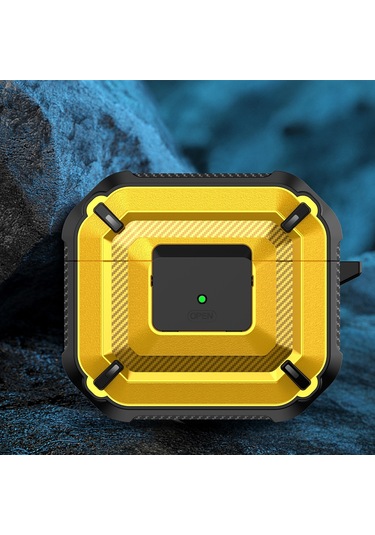 Airpods Uyumlu 3 Sarı + Siyah İçin Switch & Hook İle Elmas Doku Kulaklık Koruyucu Kılıf Sarı + Siyah