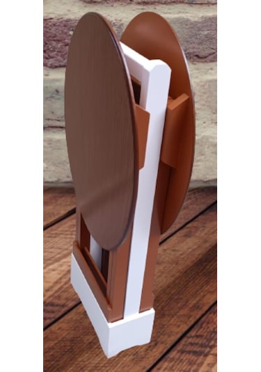 Çanta Zigon Sehpa Oval Model İkili Takım Ahşap Mdf Ceviz Renk Uyumu El Yapımı