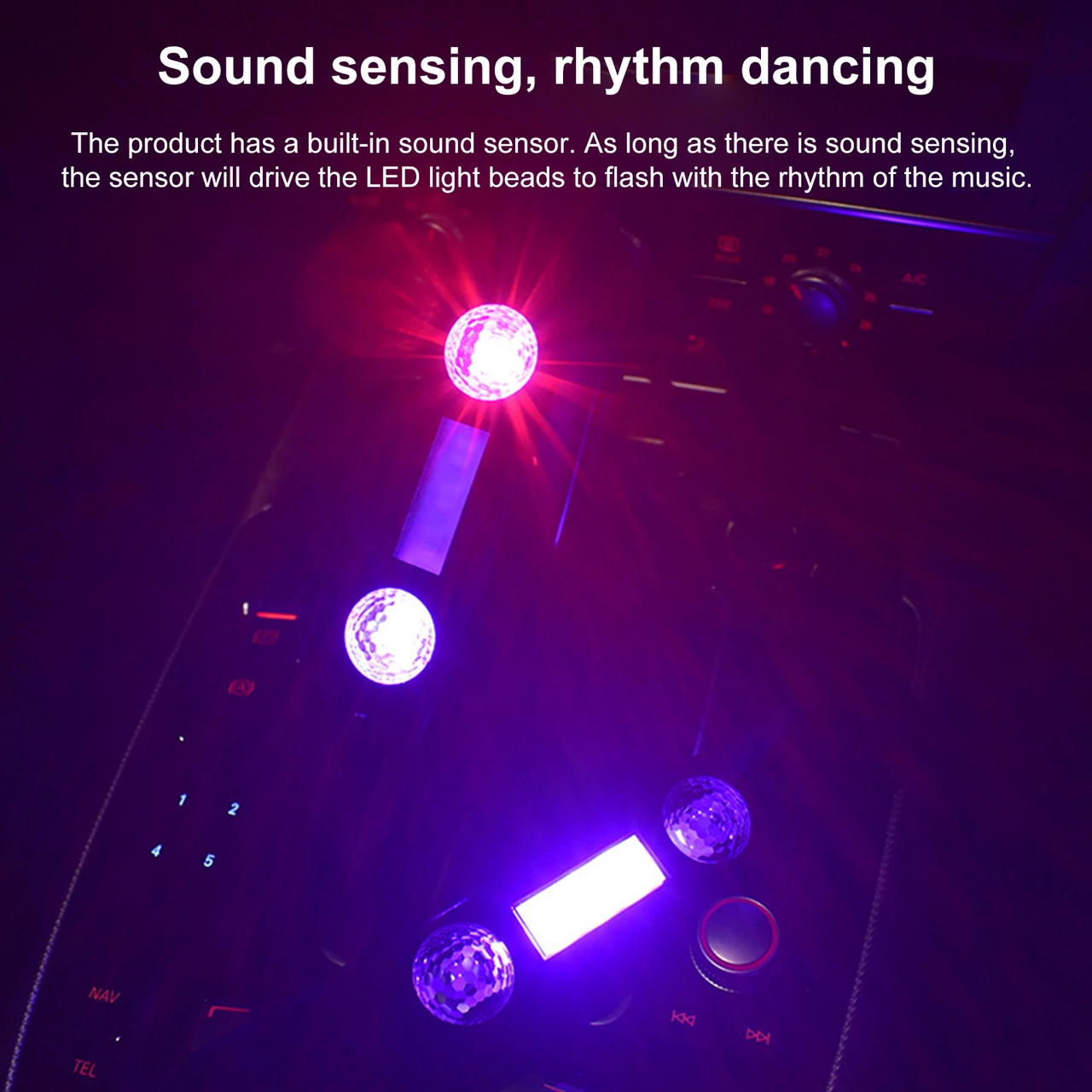 Folinda Usb Şarjlı Araba Stüdyo Işığı - 7 Renkli Led, Ritim Ses Kontrol, 300mah Batarya, Güçlü Mıknatıs Ve Kumanda - Siyah 3w/5v Diğer