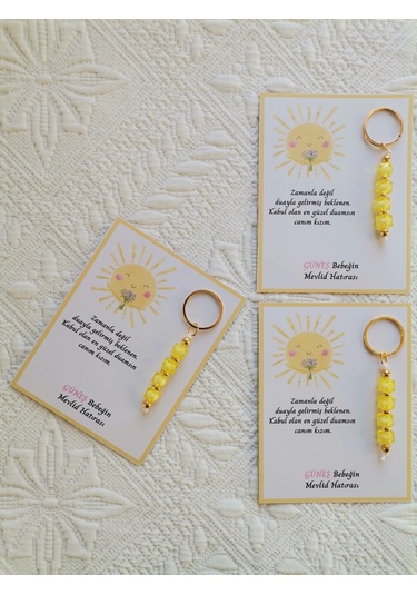 24 Adet Özel Tasarım Güneş Ve Sarı Anahtarlık Hastane Yeni Doğan 40 Mevlidi Dağıtmalık Hediyelik