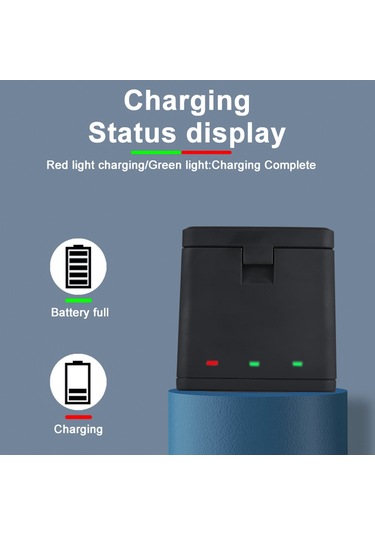 Gajeena Gopro Hero 9/10/11/12 İçin Hızlı Şarj Kutusu Seti - 3 Adet 1800mah Batarya + Usb-c Kablolu Çok Fonksiyonlu Şarj Cihazı