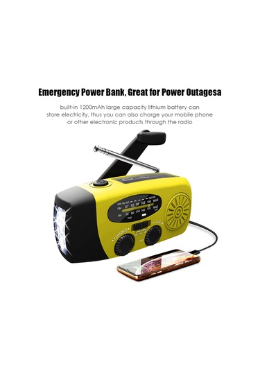 Dofolink Güneş Enerjili El Crank Acil Radyo, Noaa/am/fm Alıcısı, 3 Led Feneri, Avrupa Versiyonu, Sarı