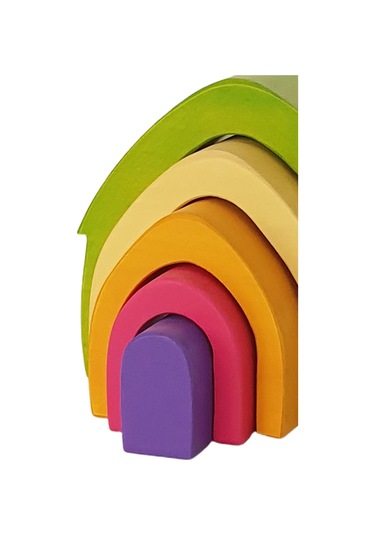 Waldorf Pastel Renkler 5'li Ev Ahşap Oyuncak