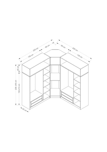 Minar Kale 7 Kapaklı 4 Ç Köşe Dolap + Yüklük Beyaz Mebran Panjur 190cm