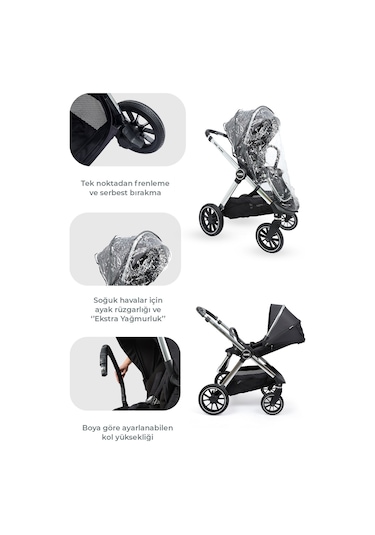 Kanz Explorer Autofold Travel Sistem Bebek Arabası Cole Black