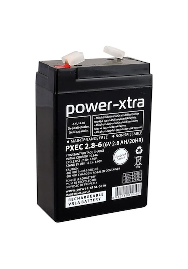 Power-xtra Ecolead - Pxec2.8-6 - 6v 2.8 Ah Kuru Akü F1