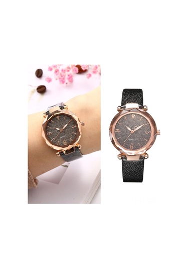 Samdoo Bayanlar İçin Pembe Deri Kordonlu Kuyruklu Yıldız Desenli Kol Saati - Zarfli Tasarım, Kuartz Hareket, Günlük Ve Parti İçin Uygun Diğer