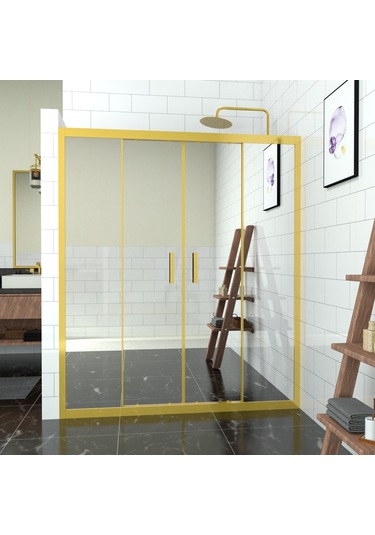 Tekno Duş Gold Castor 6mm Reflekte Cam 2 Sabit 2 Sürgü İki Duvar Arası Duşakabin Şeffaf