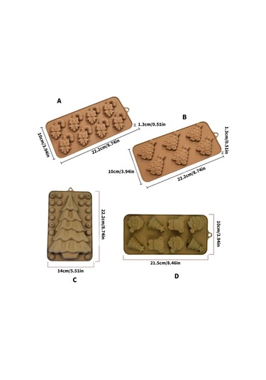 Kangvka Noel Tatlıları İçin Yiyecek Dereceli Silikon Kalıp - Fırına Uygun, Esnek Tasarım, Kolay Kaldırma Özelliğiyle Çikolata Ve Pasta Dekorasyonları Kahverengi