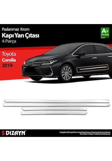 S-dizayn Toyota Corolla Uyumlu Krom Kapı Yan Çıtası 4 Prç 2019 Üzeri