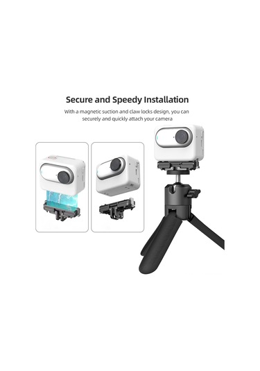 Mufunye Insta360 Go3 İçin Alüminyum Manyetik Hızlı Çıkartma Tabanı - Spor Kamera Metalik Tutucu Siyah